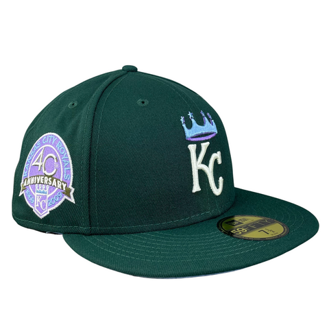 Kansas City Royals Pine Green with Sky Blue UV 40th Anniversary Sidepatch 5950 Fitted Hat