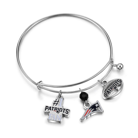 New England Patriots NFL 3 Charm Bracelet