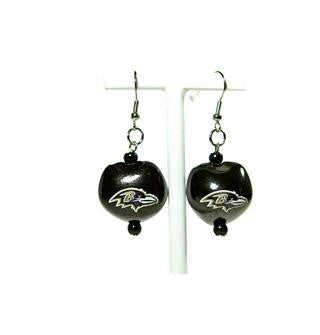 Baltimore Ravens Kukui Nuts J-Hook Earrings