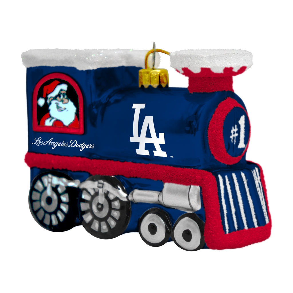Los Angeles Dodgers Blown Glass Train Ornament