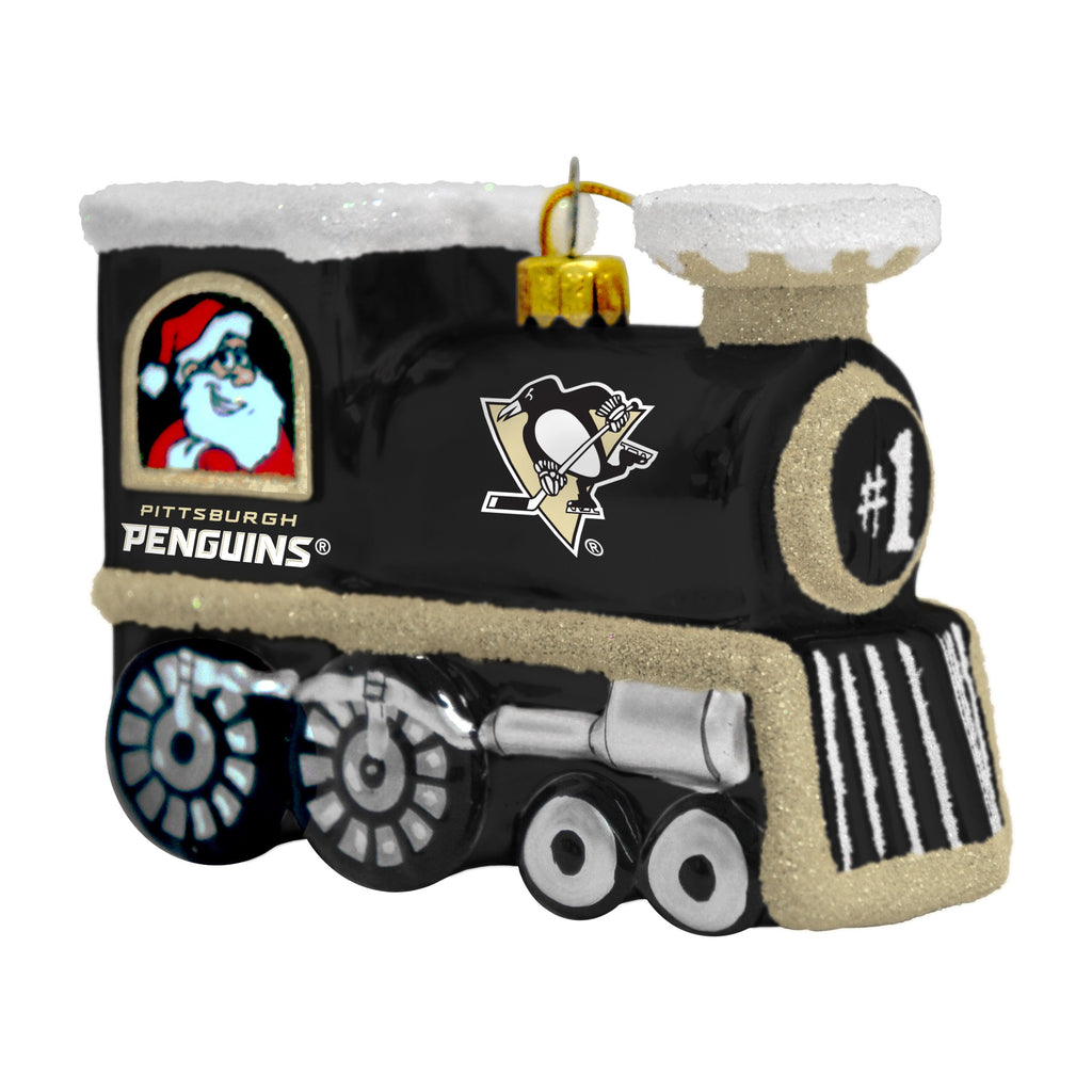 Pittsburgh Penguins Blown Glass Train Ornament