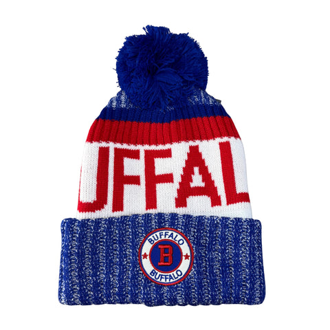 Buffalo Knit Hat - Heathered - Blue/Red