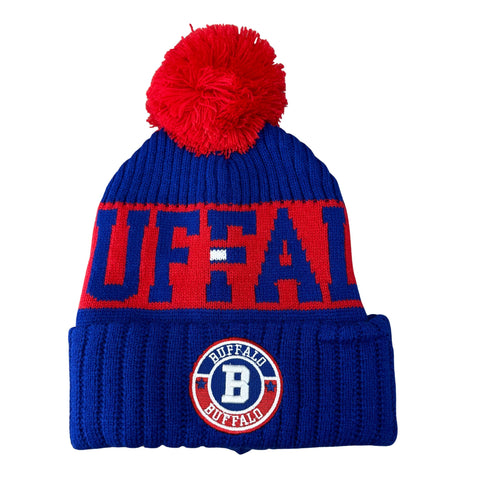 Buffalo Knit Hat - Solid Color - Blue/Red