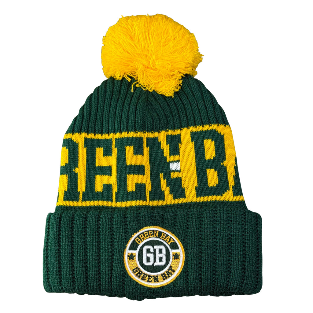 Green Bay Knit Hat - Solid Color - Green/Yellow