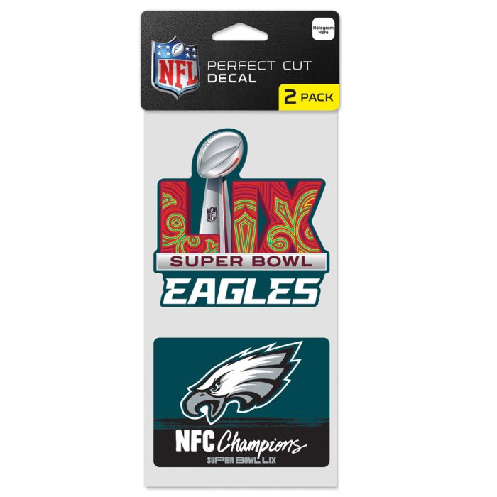 Philadelphia Eagles NFC Champions Perfect Cut Decal 4" x 8" set of 2, Color