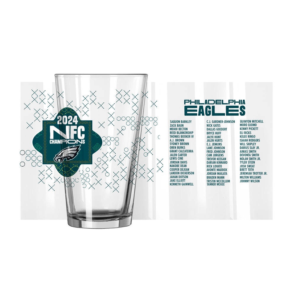 Philadelphia Eagles NFC Champions 16oz Pint Glass - Roster