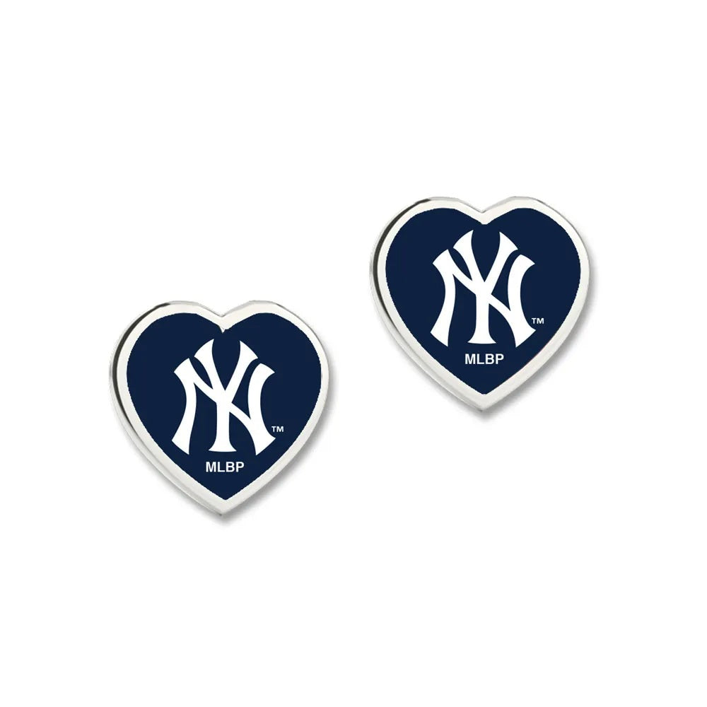 New York Yankees Earrings - Heart Post