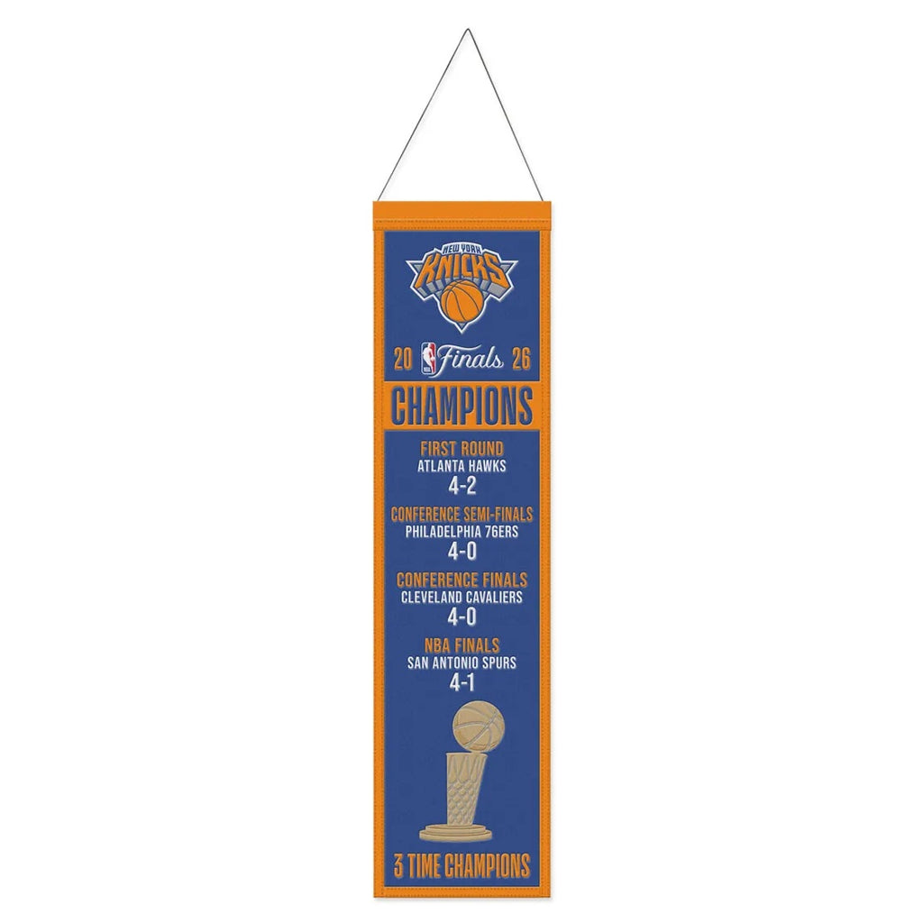 New York Knicks 2026 NBA Finals Champs 8" x 32" Wool Banner