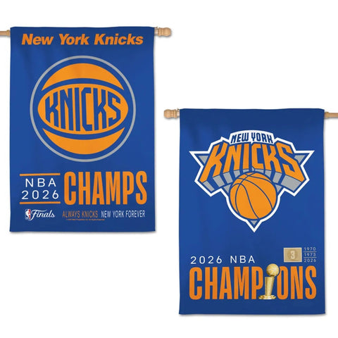 New York Knicks 2026 NBA Finals Champs 28" x 40" Vertical Flag - 2 Sided