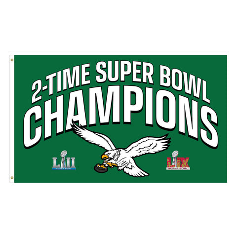 Super Bowl LIX & LII Champions 3'x5' Deluxe Flag - Kelly Green