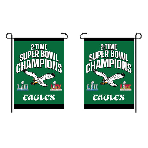 Super Bowl LIX & LII Champions Garden Flag - 2sided - Kelly Green