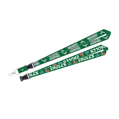 Super Bowl LIX & LII Champions Lanyard 1" - Kelly Green