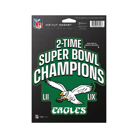 Super Bowl LIX & LII Champions 6" x 9" Die Cut Magnet - Kelly Green