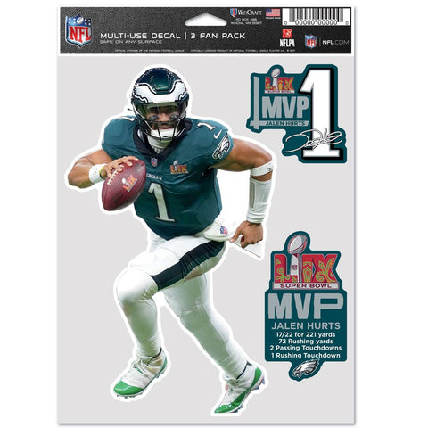 Super Bowl LIX MVP Jalen Hurts 3 Pack Fan Decal Set