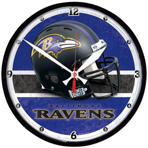 Baltimore Ravens 12.75" Black Rim Wall Clock