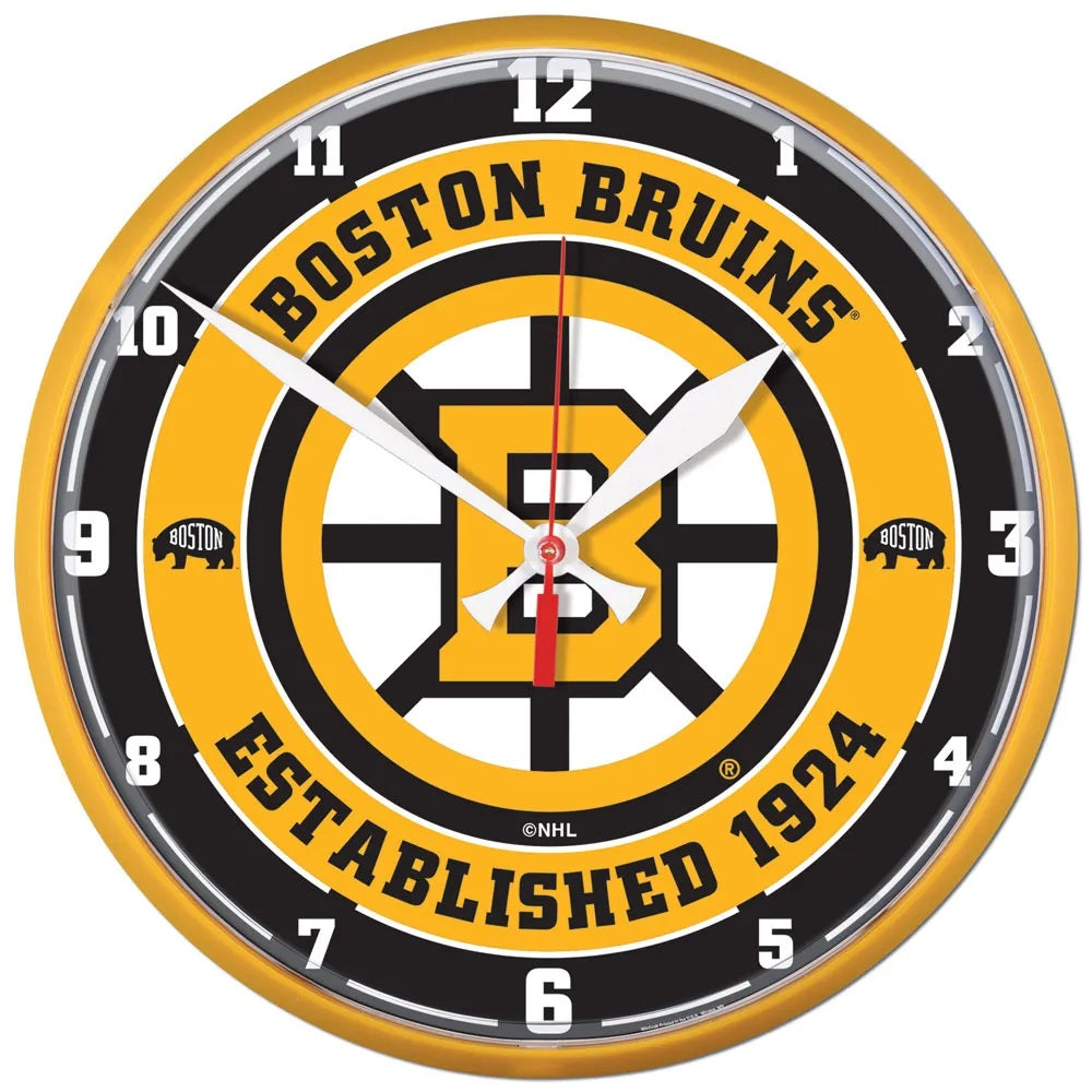 Boston Bruins 12.75" Black Rim Wall Clock