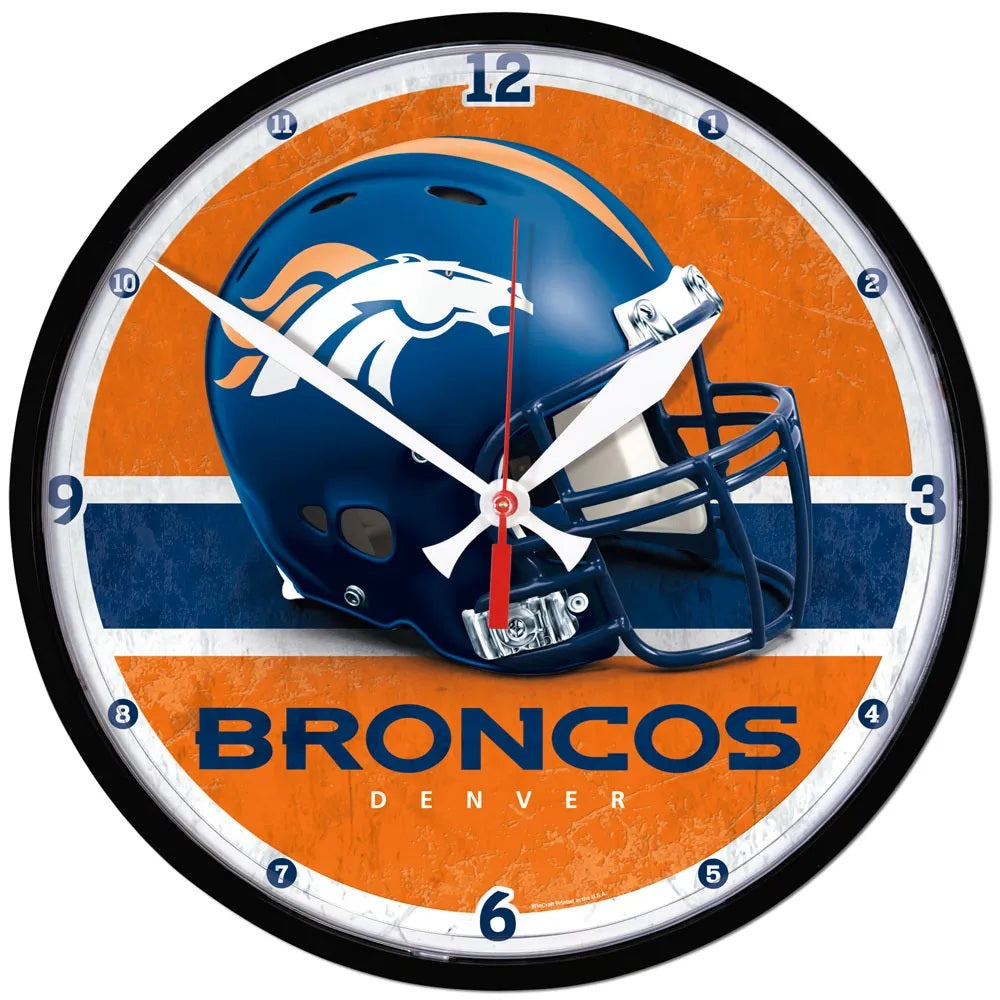 Denver Broncos 12.75" Black Rim Wall Clock
