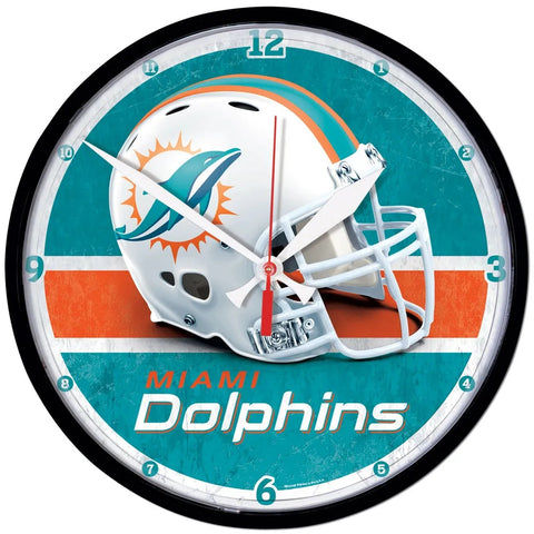 Miami Dolphins 12.75" Black Rim Wall Clock