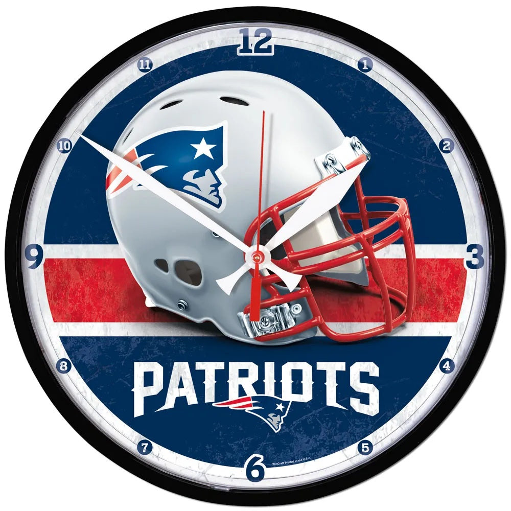 New England Patriots 12.75" Black Rim Wall Clock