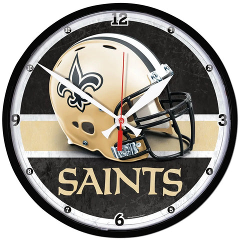 New Orleans Saints 12.75" Black Rim Wall Clock