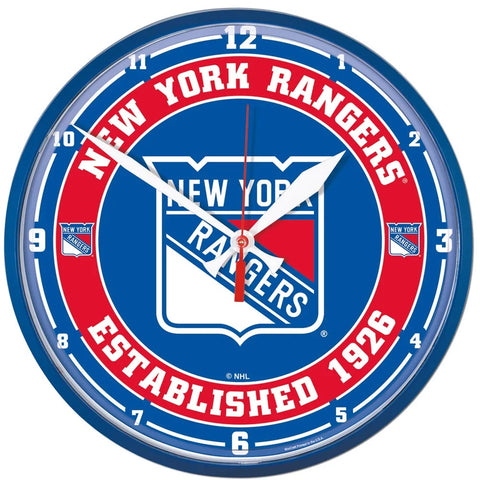 New York Rangers 12.75" Black Rim Wall Clock
