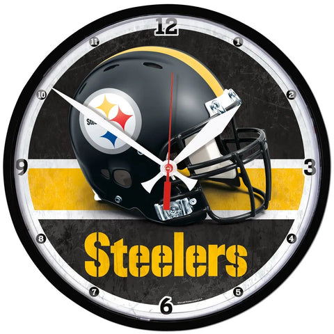 Pittsburgh Steelers 12.75" Black Rim Wall Clock