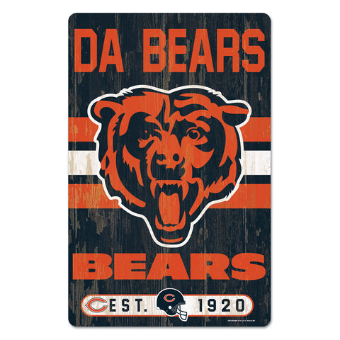 Chicago Bears 11" x 17" Slogan Wood Sign