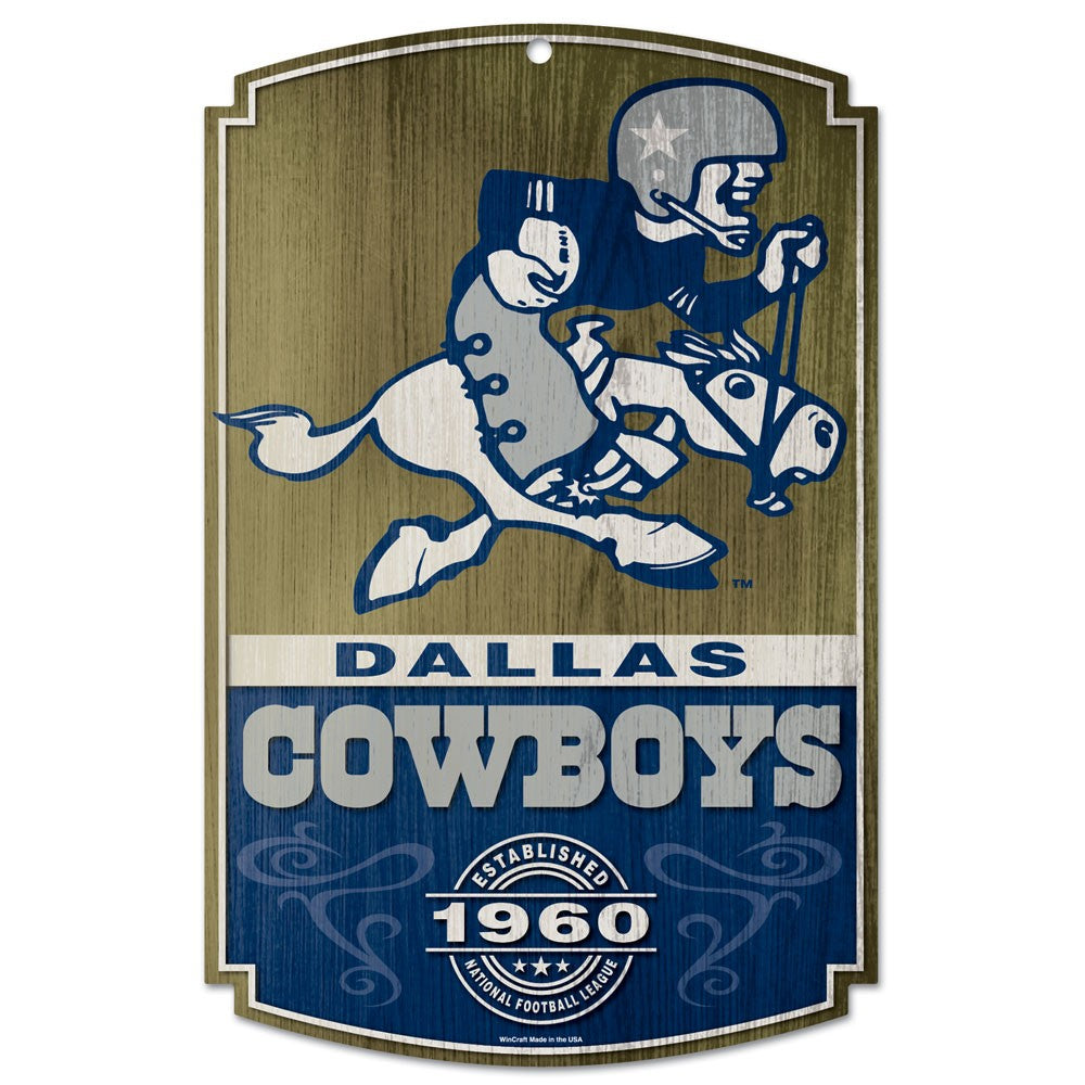 Dallas Cowboys 11" x 17" Retro Wooden Sign