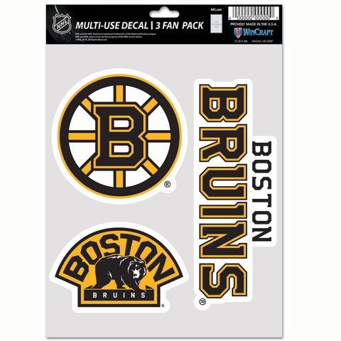Boston Bruins 3pc Fan Multi Use Decal Set