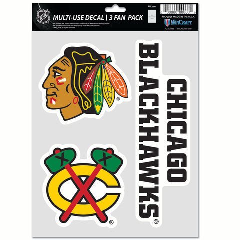 Chicago Blackhawks 3pc Fan Multi Use Decal Set