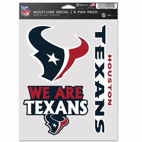 Houston Texans 3pc Fan Multi Use Decal Set