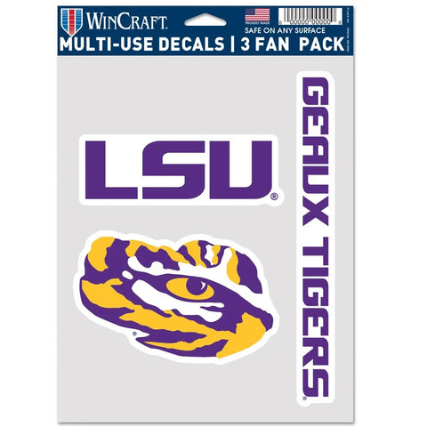 LSU Tigers 3pc Fan Multi Use Decal Set