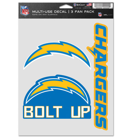 Los Angeles Chargers 3pc Fan Multi Use Decal Set