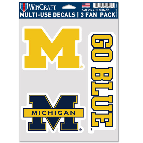 Michigan Wolverines 3pc Fan Multi Use Decal Set