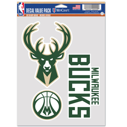 Milwaukee Bucks 3pc Fan Multi Use Decal Set