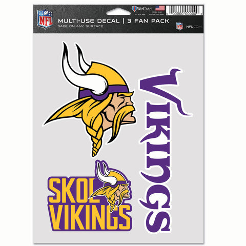 Minnesota Vikings 3pc Fan Multi Use Decal Set