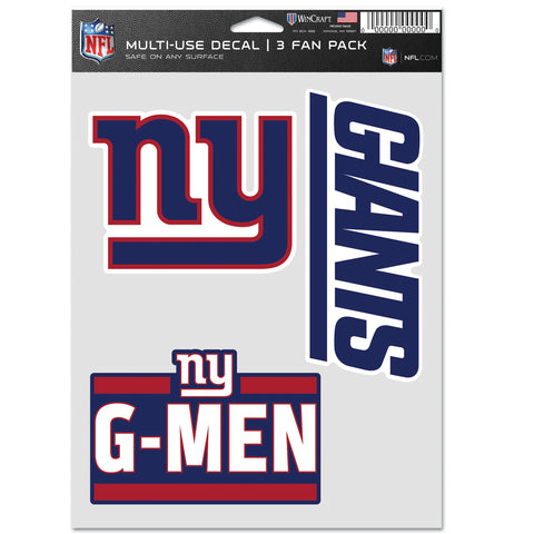 New York Giants 3pc Fan Multi Use Decal Set