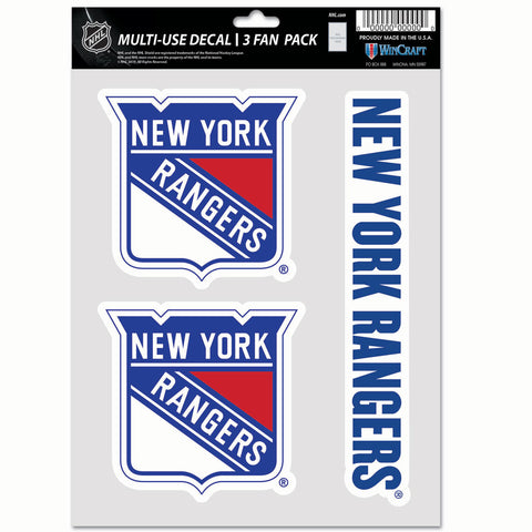 New York Rangers 3pc Fan Multi Use Decal Set