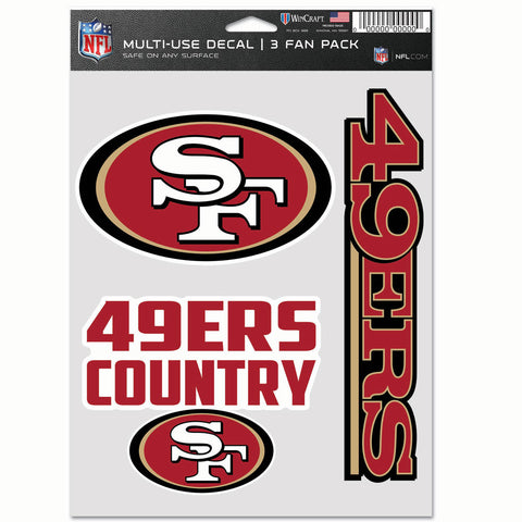 San Francisco 49ers 3pc Fan Multi Use Decal Set