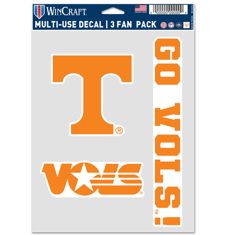 Tennessee Volunteers 3pc Fan Multi Use Decal Set