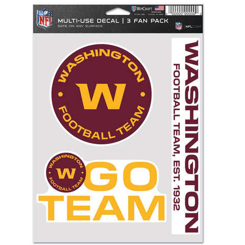 Washington Football Team 3pc Fan Multi Use Decal Set