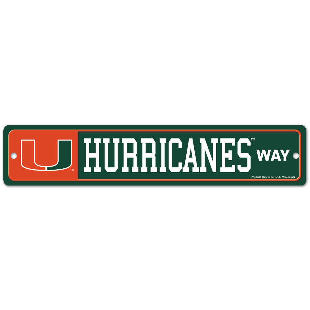 Miami Hurricanes 4" x 19" Street Sign