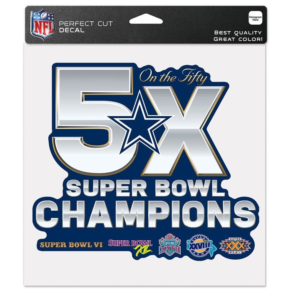 Dallas Cowboys Superbowl Champions on the 50 8" x 8" Color Decal