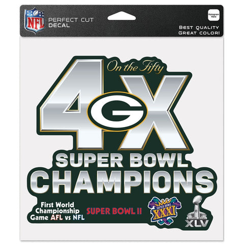 Green Bay Packers Superbowl Champions on the 50 8" x 8" Color Decal