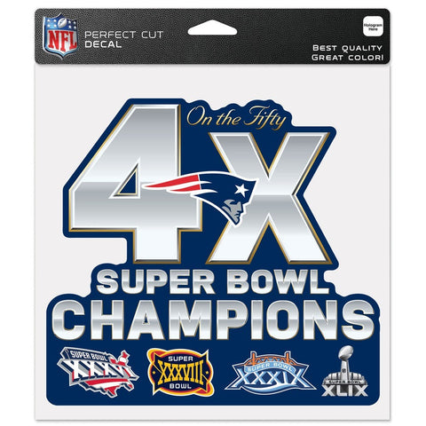 New England Patriots Superbowl Champions on the 50 8" x 8" Color Decal