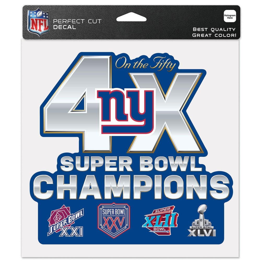 New York Giants Superbowl Champions on the 50 8" x 8" Color Decal