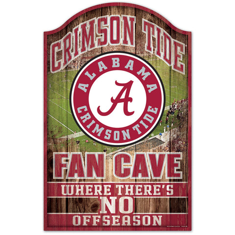 Alabama Crimson Tide Fan Cave "No Offseason" Wooden Sign