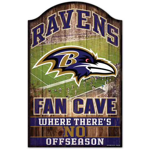Baltimore Ravens Fan Cave "No Offseason" Wooden Sign