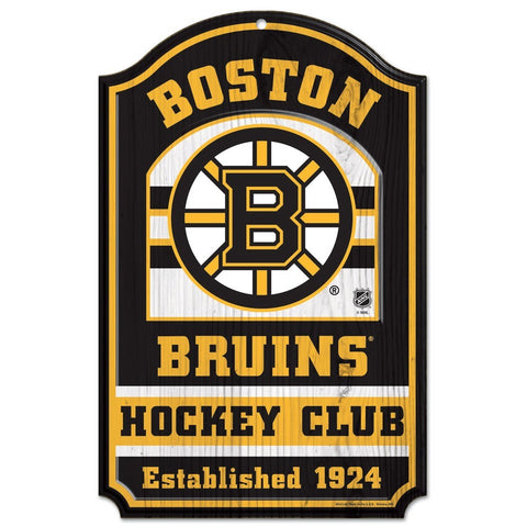 Boston Bruins "Hockey Club" Wooden Sign