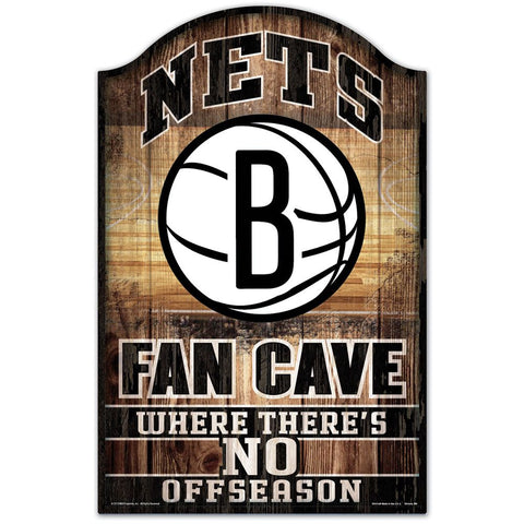Brooklyn Nets Fan Cave Wood Sign